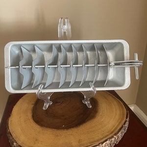 Vintage Metal Ice Cube Tray with Ice Breaker Handle