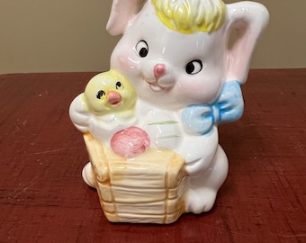 Vintage Easter Bunny Figurine- Brims Made in Taiwan. VINTAGE EASTER DECOR