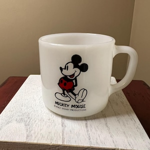 Vintage Federal Glass Mickey Mouse Milk Glass Mug- 3” H