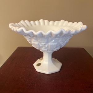 Vintage Westmoreland “Old Quilt” Small Compote Dish- Milk Glass