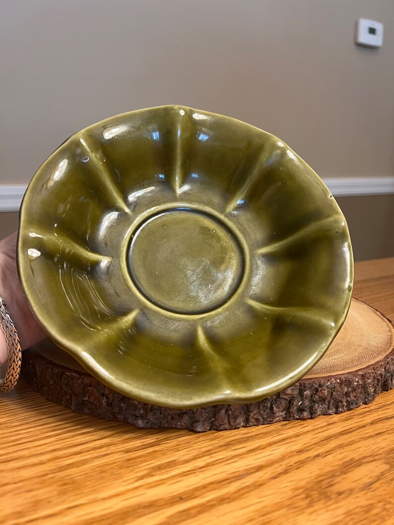 Vintage Mccoy Bowl/ Avocado Green Centerpiece Bowl Etsy