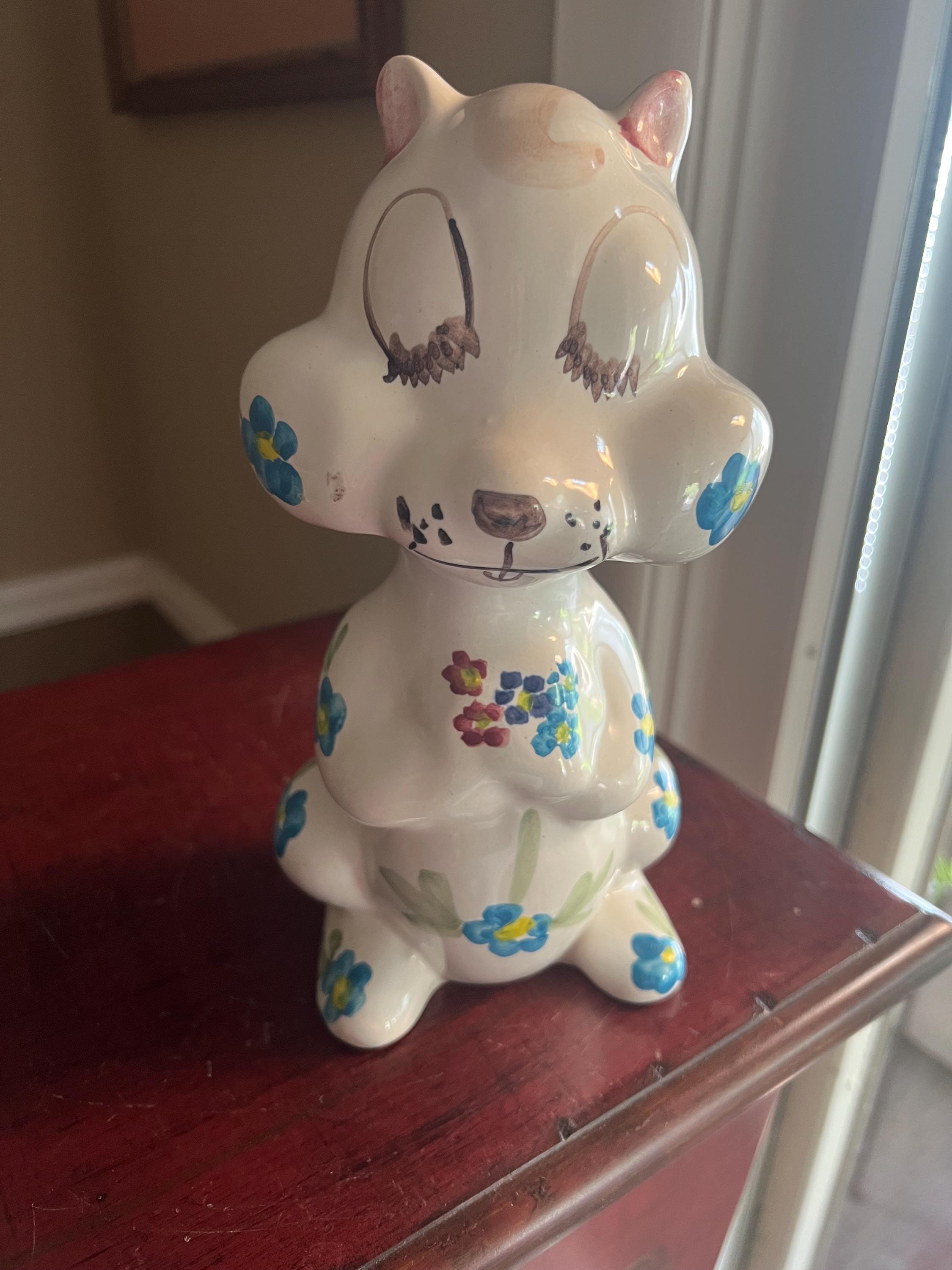 Vintage Kitsch Chipmunk Ceramic Bank- with Stopper
