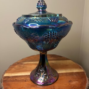 Indiana Carnival Glass Iridescent Blue - Etsy