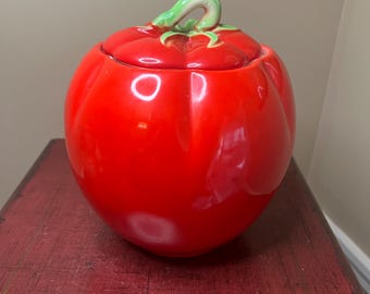 Vintage Tomato Shaped Cookie Jar from Pantry Parade- 1940s ***