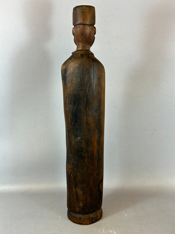 240207 - Antique Ethiopian Coptic Priest Olive Wood Hand Carving