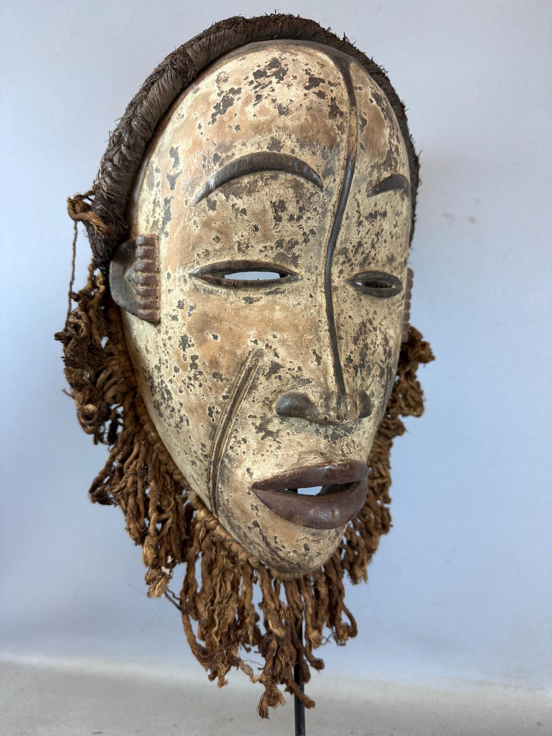 250120 - Old Traditional Authentic African IGBO Mask With Beard & Cap ...