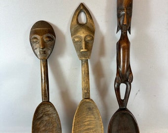 230952 - 3 Rare Old African spoons.