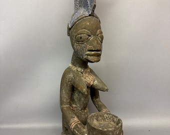 銅製:農夫置物 240230 - Old Large African Yoruba Statue - Nigeria. - Etsy