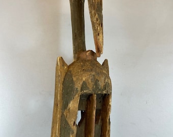 230616 - Old African Dogon Satimbe Mask with bird on top - Mali.