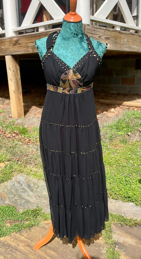 Black Embroidered Boho Dress