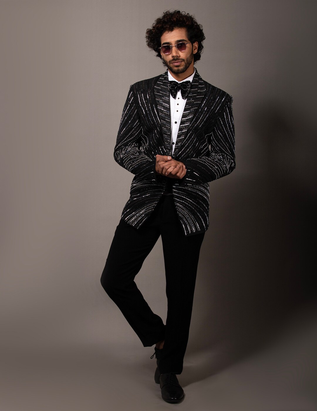 Black Embroidered Tuxedos for Men Etsy