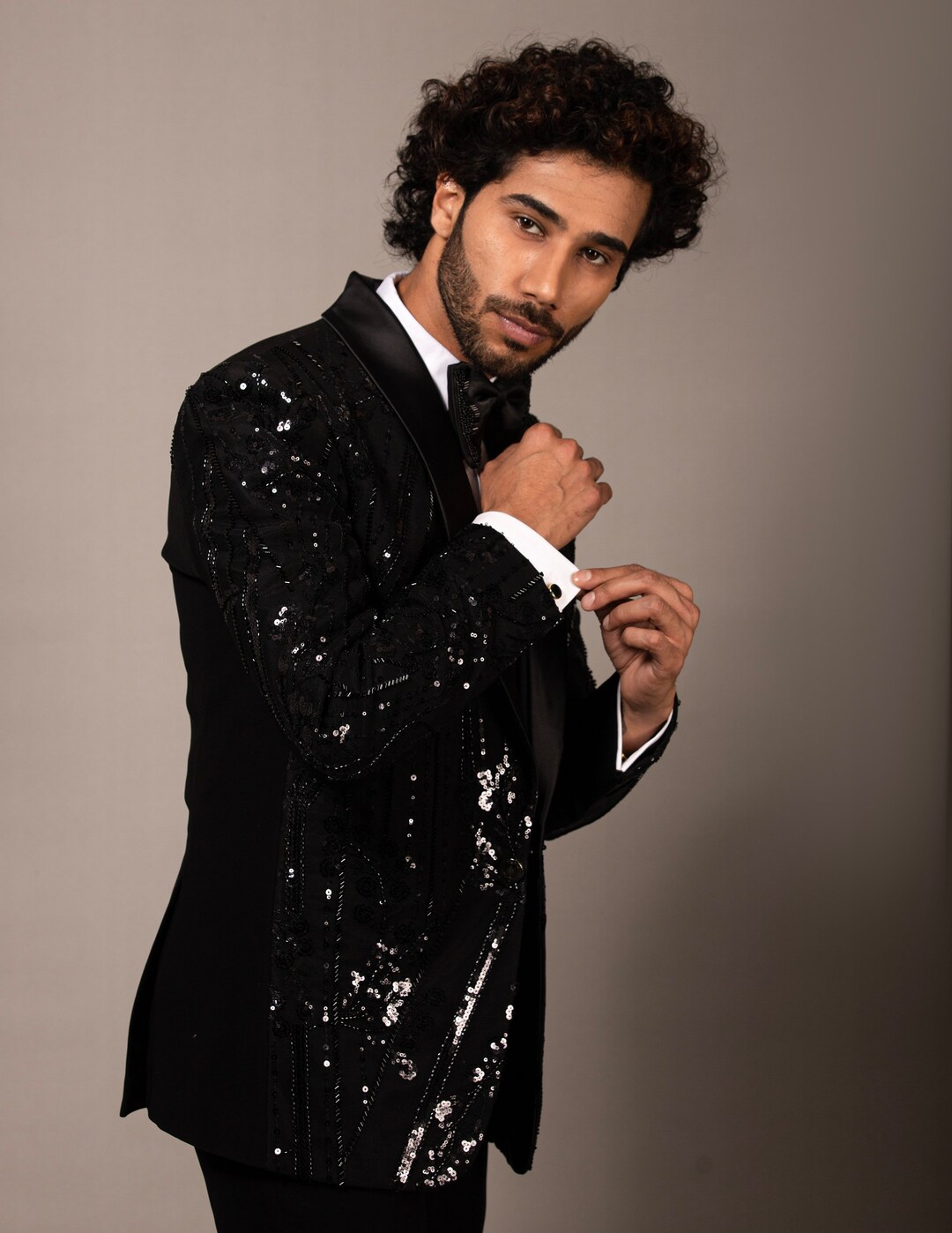 Black Embroidered Tuxedos for Men Etsy