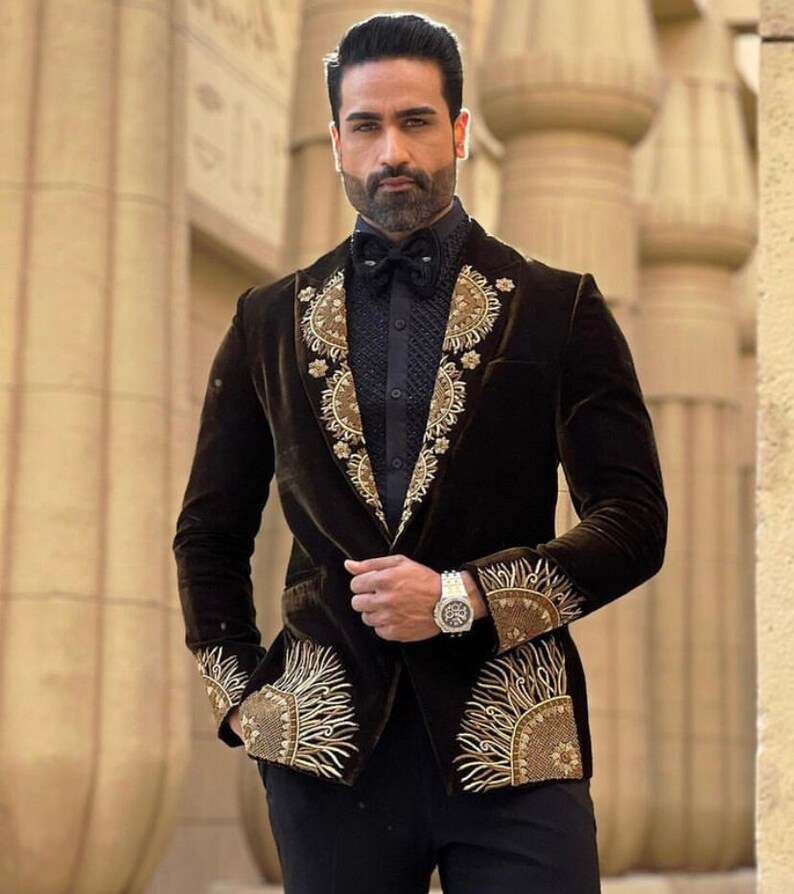 Designer Black Embroidered tuxedo