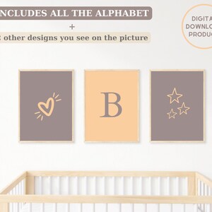 Conjunto de impresión de amor personalizado, arte de la pared de la guardería del niño, decoración de la pared de la sala de juegos y del dormitorio para niños, arte de las letras del corazón y las estrellas, colores boho, pastel
