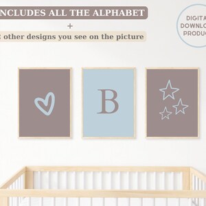 Conjunto de impresión de amor personalizado, arte de la pared de la guardería del niño, decoración de la pared de la sala de juegos y del dormitorio para niños, arte de las letras del corazón y las estrellas, colores boho, pastel