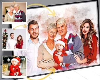 Family Portrait From Photos, Custom Loved one Portrait Gift, Add Deceased Loved one to Photo, Add person to Family Photo, Combine Photos