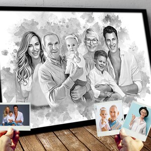 Ritratto di famiglia personalizzato ad acquerello: combina foto, regalo commemorativo