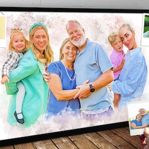 Watercolor Family Portrait | Add Loved Ones, Memorial Artwork from Photo