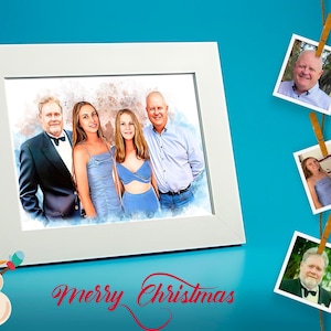 Watercolor Family Portrait, Photo Merge Illustration, Memorial Gift