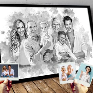 Personalized Watercolor Family Portrait: Combine Photos, Memorial Gift
