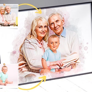 Pictures With Deceased Loved Ones, Add Person To Photo Watercolor Merge Photos Of Baby & Grand Parents Combine Photos into Memorial Portrait