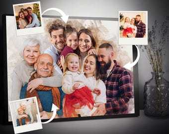 Memorial Painting with deceased loved one Photo, Add person to Family Photo, Add Passed away Loved one To Portrait, Combine Photos Merging