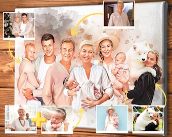 Loved One Portrait From Photos, Family Memorial Portrait, Add Loved One to Portrait, Add Deceased Loved one to Portrait, Combine Photos