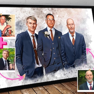 Wedding Memorial Portrait | Combine Multiple Photos into One, Watercolor Art Gift