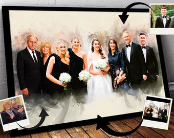 Custom Watercolor Wedding Portrait from Photo: Add Deceased Loved One (Digital File or Print)