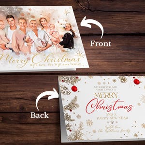 Personalisierte Weihnachtsgrußkarten Geschenk, Packung mit 10 oder 20 handgemachten Familienporträt Weihnachtskarten, Urlaub Frohe Weihnachten Karten Geschenk