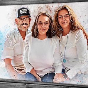 Custom Family Portrait From Separate Photos, Painting from Photo, Family Portrait, Family Painting, Christmas Gift, Personalized Portrait