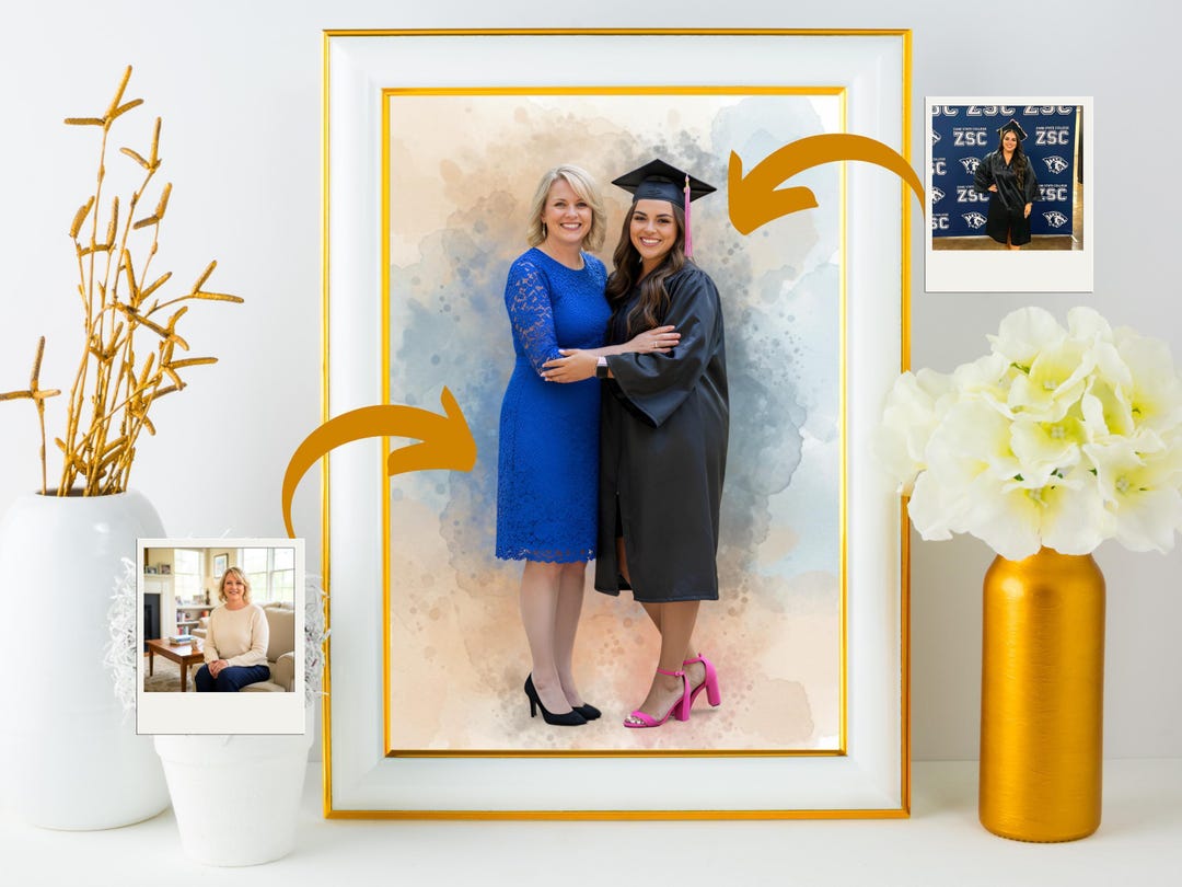 Custom Graduation Portrait With Mom, Personalized Gift for Graduate ...