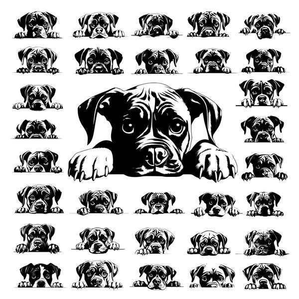 peeking dog, boxer dogs, bundle dogs svg, Peeking Dog Clipart, Files For Cricut, Silhouette Svg, dog breed svg, dog silhouette svg