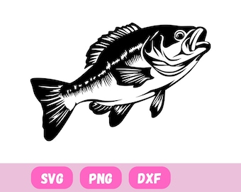 Bass Fish Svg, Bass Clipart, Bass Vector, Bass Cricut, Bass Cut file, Fish Svg, Fish Hook Svg, svg files for cricut, Bass fishing shirt