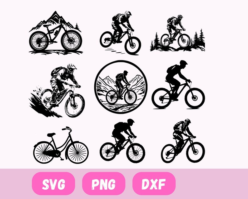 Mountain Bike Svg bundle, svg files for cricut, digital download, Mountain Bike Svg, bicycle ornament, bicycle svg, workout svg, hiking svg zdjęcie 2