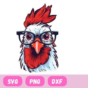 Huhn mit Brille, Huhn svg, Svg-Dateien für Cricut, lustiges Hühnchen svg, verrücktes Hühnchen svg, lustiges Shirt svg, Hahn svg, Huhn png