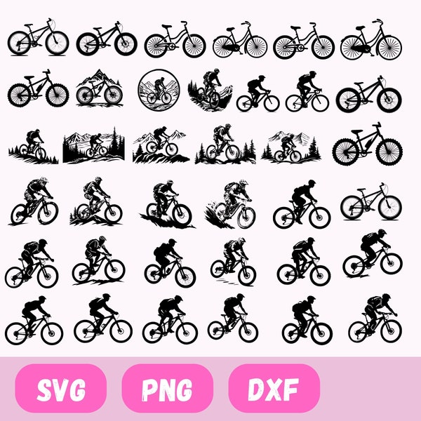 Mountain Bike Svg bundle, svg files for cricut, digital download, Mountain Bike Svg, bicycle ornament, bicycle svg, workout svg, hiking svg