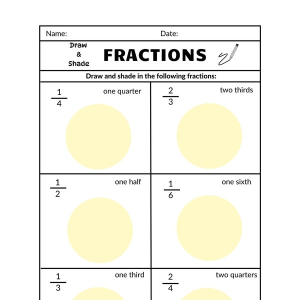 Simple Drawing and Shading Fractions Workbook - Fun Math Activities for Kids