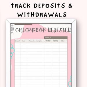 Teal & Pink Checkbook Register and Monthly Bill Tracker (Printable, Editable)