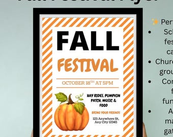 Fall Festival Flyer Template: Editable Autumn Event Invitation (Canva)