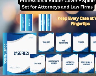 Law Office Binder Cover Set: Printable Legal Templates (Editable)
