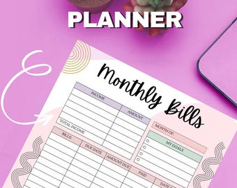 Monthly Bill Planner: Printable Budget Sheet & Canva Template (Digital Download)