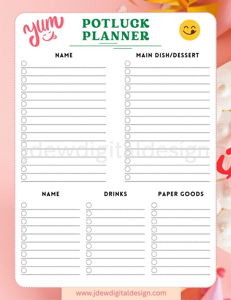 Holiday Potluck Sign-up Sheet: Printable Festive Meal Planner (canva ...