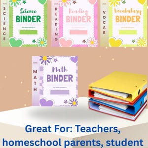 Editable Teacher Binder Covers & Spine Labels  Bundle – Printable School Subject Binder Templates for Organization | 8 Subj Bundle