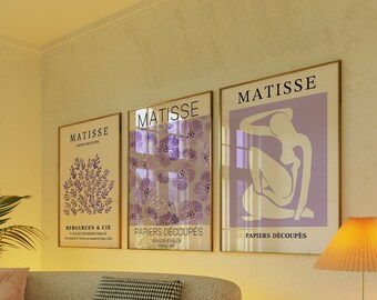 Lilac Matisse Poster Set of 3, Trendy Wall Art (Printable)