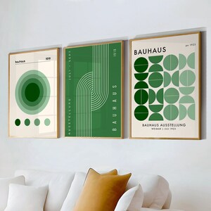 Green Bauhaus Exhibition Poster Set, Gallery Wall Art (Printable)