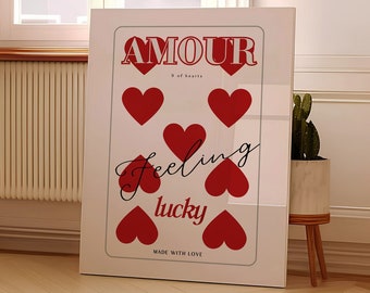 Lámina con diseño de cartas de juego Amour, arte mural de Vogue (descarga digital)