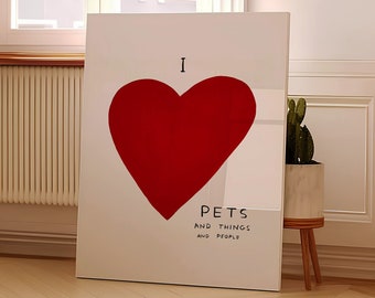 I Love Pets Poster, Trendy Home Decor (Digital Download)