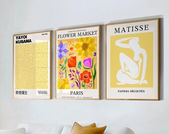 Yellow Print Set, Matisse, Flower, Yayoi Poster (Digital Download)