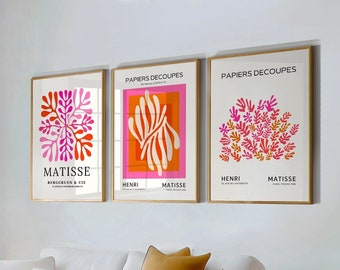Juego de 3 láminas de Matisse, arte mural de moda (descarga digital)